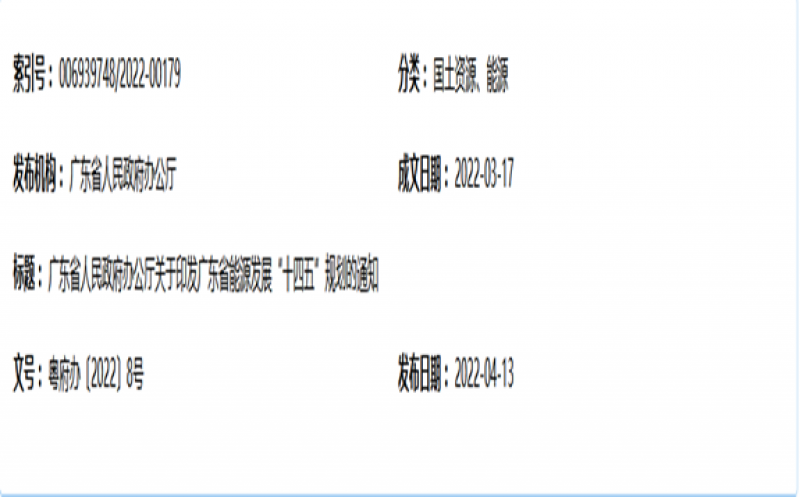 广东省人民政府办公厅关于印发广东省能源发展“十四五”规划的通知