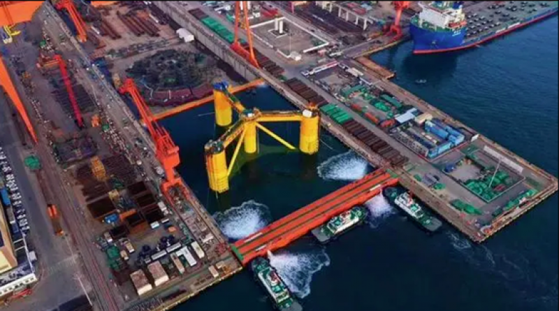 漂浮式风电平台“海油观澜号”管桩钢全部湘钢造