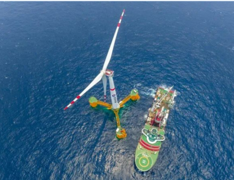 我国首座深远海浮式风电平台“海油观澜号”发电量累计突破100万千瓦时