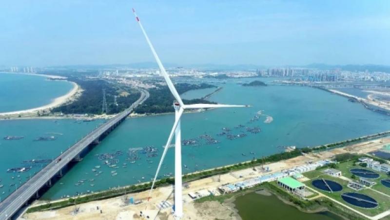 广东省风电临海试验基地完成明阳智能公司12兆瓦海上风电机组并网测试