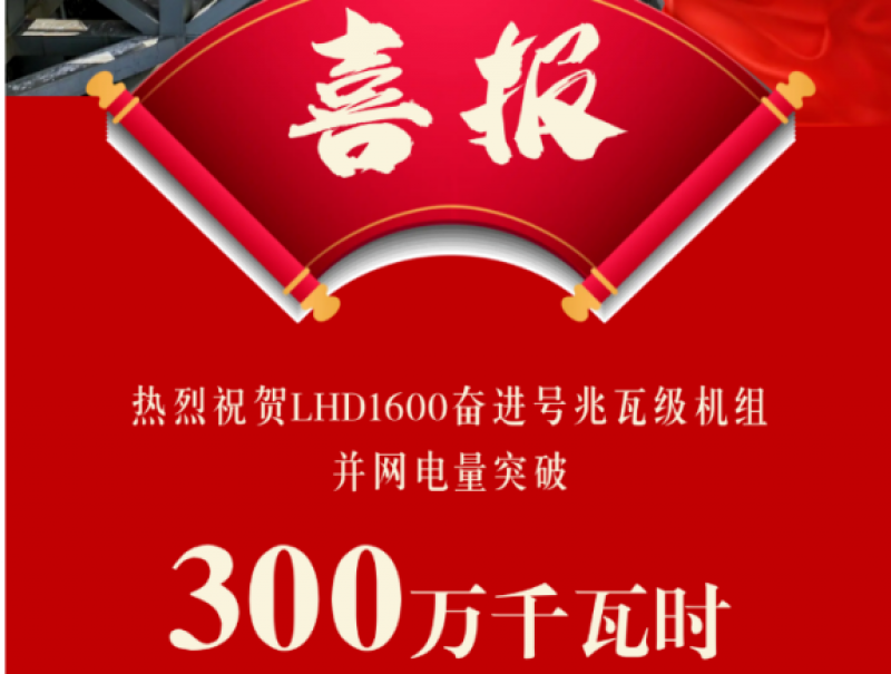 LHD1600奋进号并网电量突破300万千瓦时！