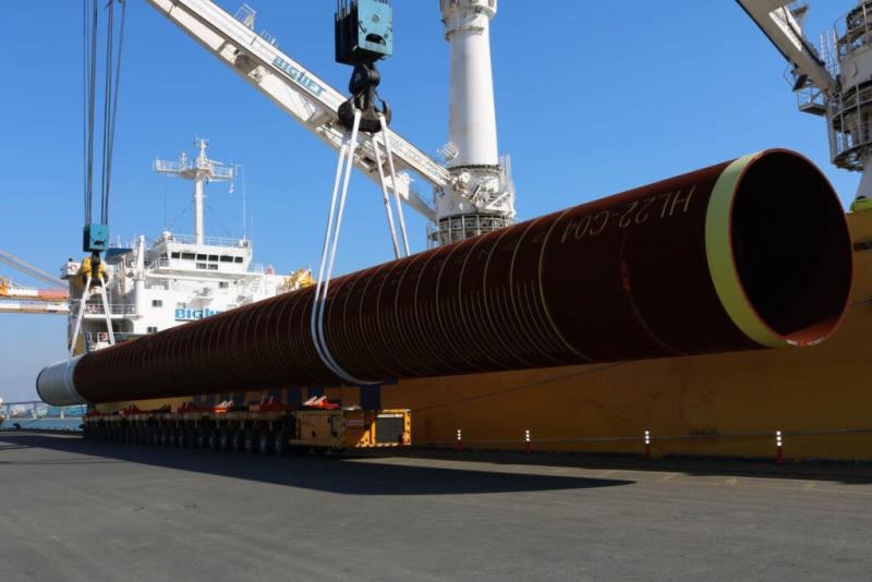 EEW准备为海龙海上风电场发送第一批塔筒