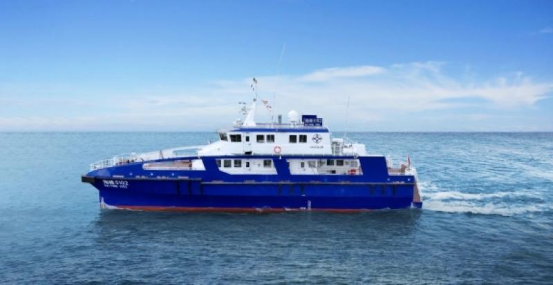 中交海峰风电33米高速双体铝合金风电运维船成功试航！