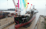 中集太平洋海工建造！7600立方米LNG加注船S1062顺利下水