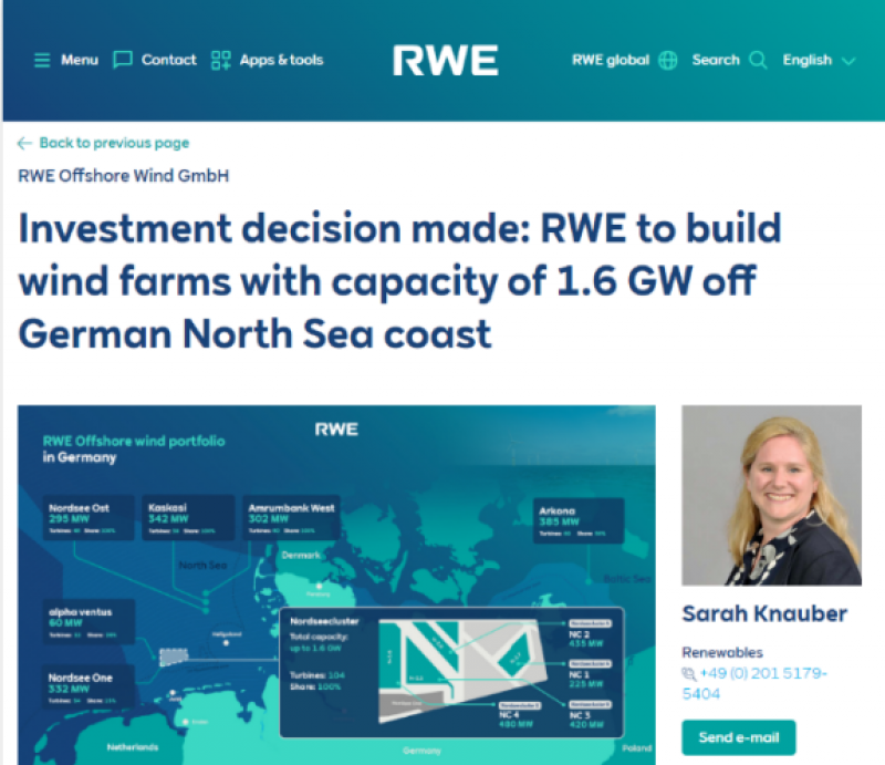 1.6GW！莱茵集团在德国北海沿岸建设Nordseecluster风电场