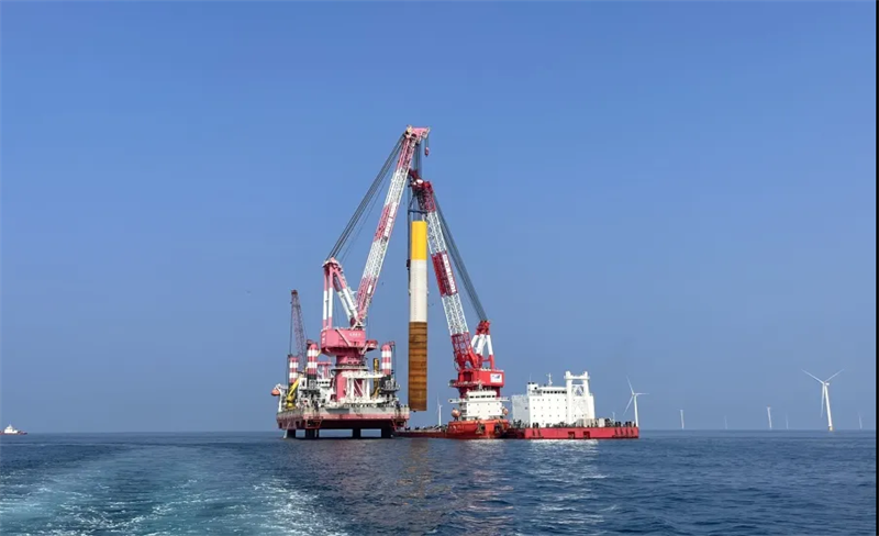 山东海卫半岛海上风电项目桩基沉桩施工顺利完成