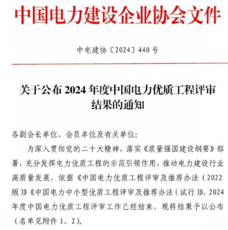 获2024年度中国电力优质工程奖的海上风电项目