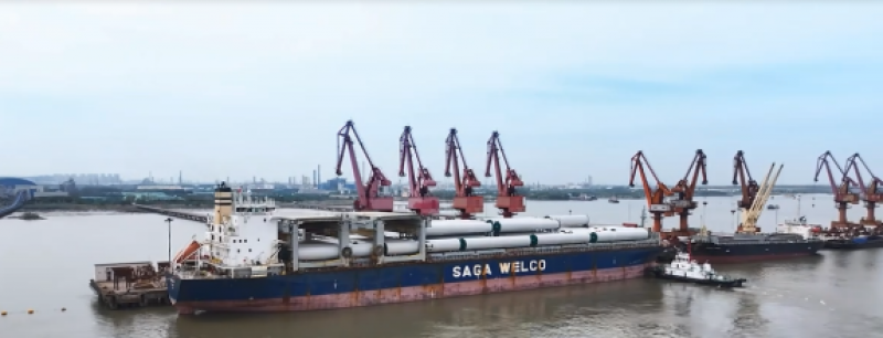 常州港口岸首次实现国产大型风电设备出海