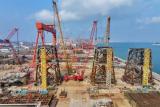 我国承建的最复杂国际海上油气工程项目——卡塔尔ISND 5-2项目S007导管架主结构合拢