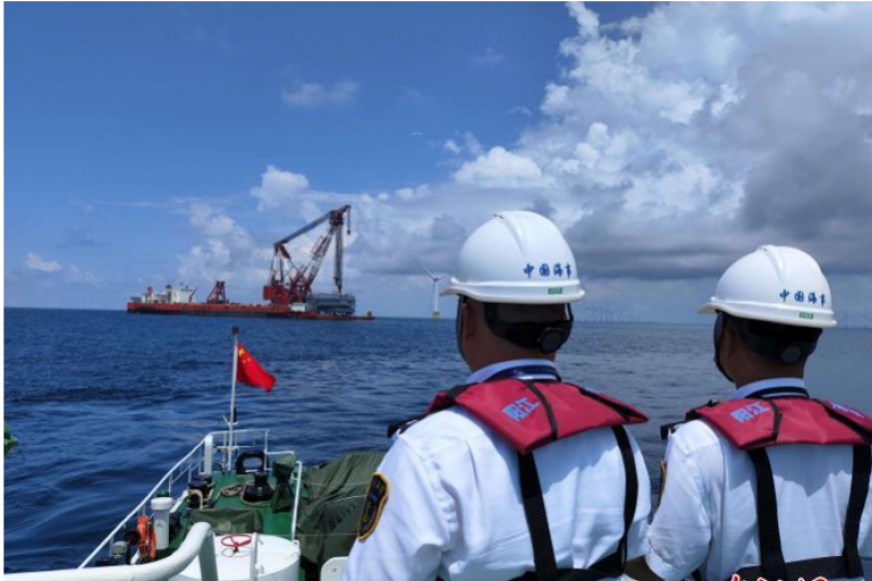 国内首个海上风电场无功补偿站在中广核阳江帆石一风电场成功安装