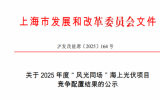 关于2025年度“风光同场”海上光伏项目竞争配置结果的公示