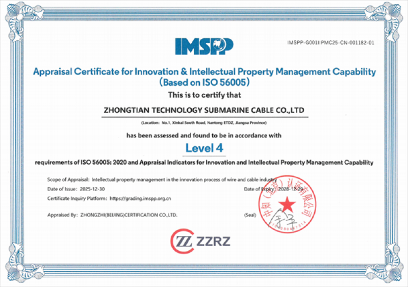 中天海缆荣获ISO56005国际标准四级认证